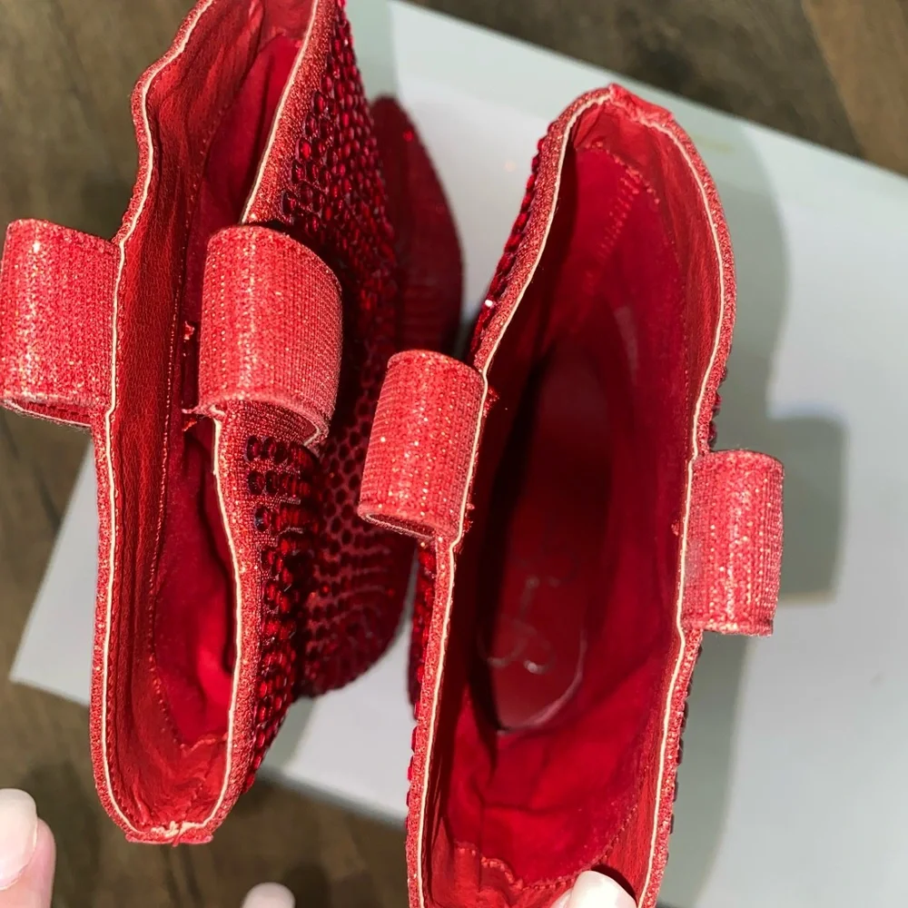 Jessica Simpson Intense Red Glitter Gabor Boots. - Picture 15 of 16